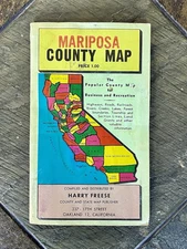 RARE 1974 Mariposa County Map California, 26.5” x 32” w/historical building 1854