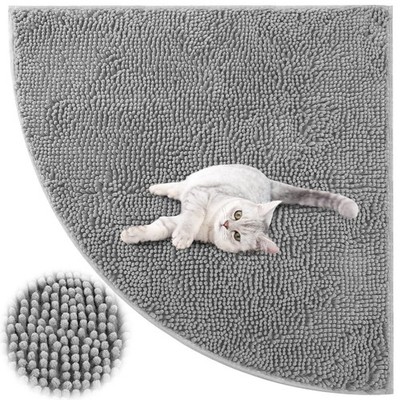 Tinideya Corner Cat Litter Mat 31''x 31'' Kitty 1 Count (Pack of 1), Light Gray