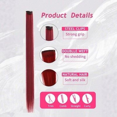 24inch Clip In Hair Extensions 5PCS Synthetic Straight Weft Easy Application
