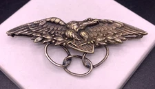 Vintage Brooch Eagle With Shield Odd Fellows 3 rings large 3 inch brooch