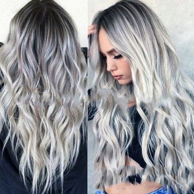 Blonde Blonde Bleach Look Wig Mid-Point Girls Fashion Mixed Color Micro-Volume M