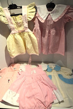 6 Piece Vintage 4 Baby Girl Dresses  1-2 Piece Girls Dress 18-24M See Measure