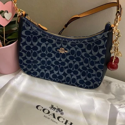 COACH Denim 2way Shoulder Bag Canvas Blue CR311 outlet New