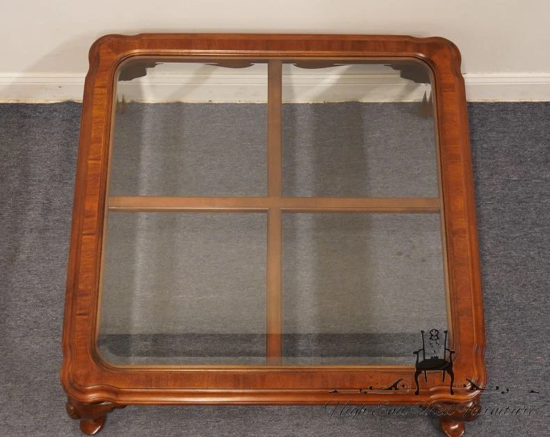 HEKMAN FURNITURE Solid Cherry Traditional Style 39" Square Glass Topped Accen... - Image 4 of 4