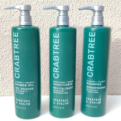 3er-Set Crabtree & Evelyn Shampoo Spülung Duschgel Jumbo 443 ml