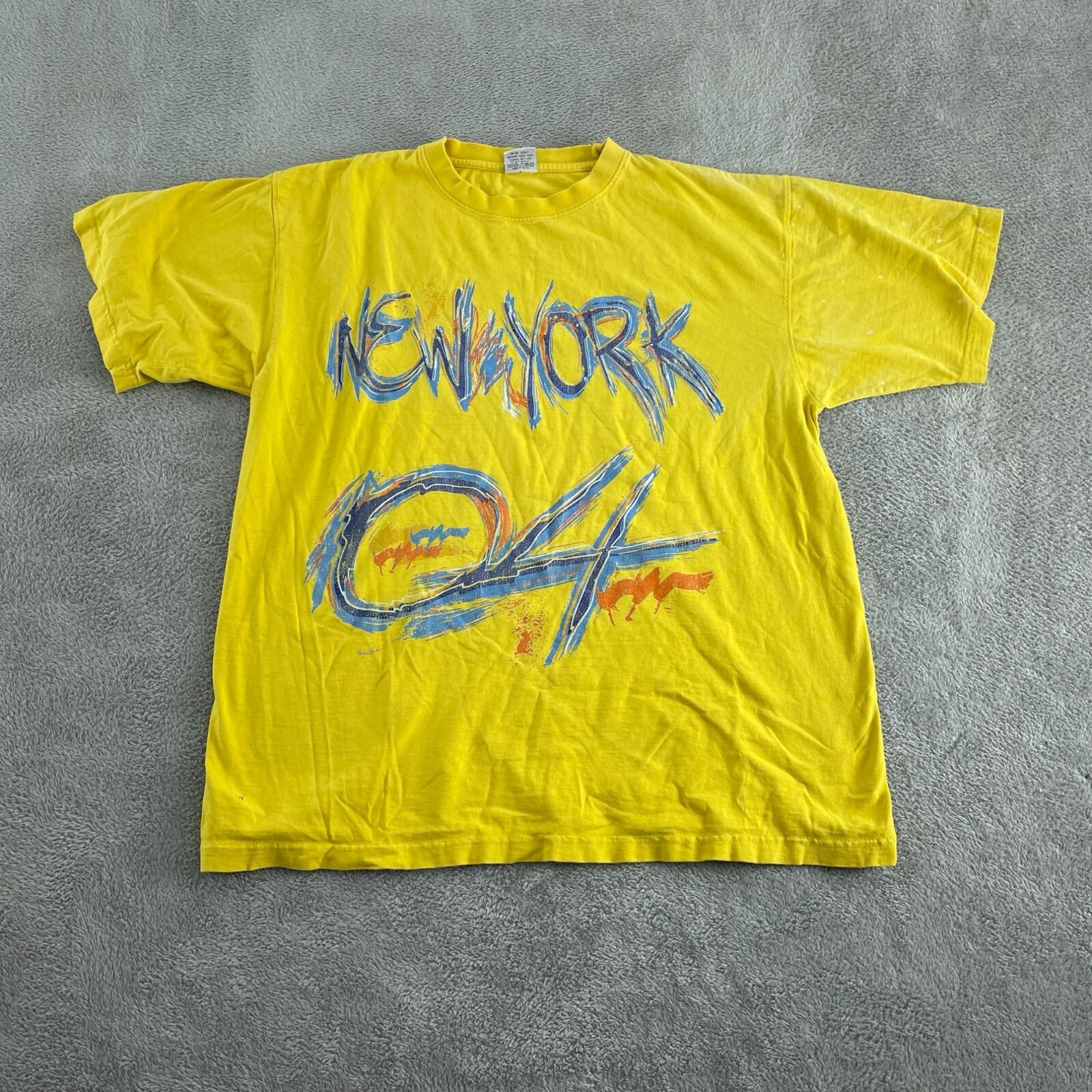 Vintage New York 94 Zebra  Yellow T-Shirt XL 100% Cotton By Lee & Lee 4828