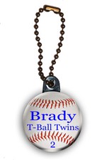 Baseball Zipper Pull/Bag Tag Personalized with Name, Number, Team 1.5 Inch Charm