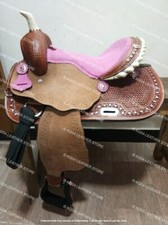 Western Leather Barrel Saddle With Free Matching Set Saddle Gullet,Skirt,Horn