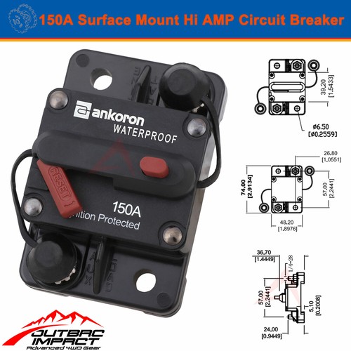150A AMP Circuit Breaker Dual Battery Manual Reset IP67 W/proof 12V 48Volt Fuse - Picture 8 of 11