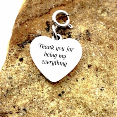 Beautifully Engraved Rhodium-Plated Heart Charm