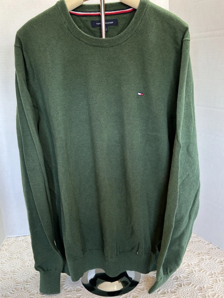 Suéter Pullover de Algodón Manga Larga Cuello Redondo TOMMY HILFIGER Para Hombre Talla XL Foto 2 de 4