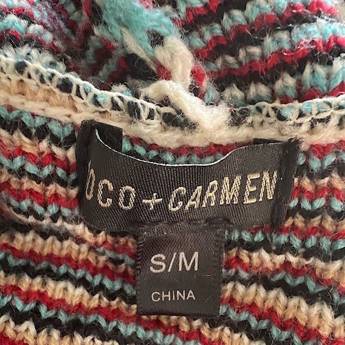 Maglione cardigan aperto geometrico Coco + Carmen rosso, turchese e nero S/M - Foto 2 di 11
