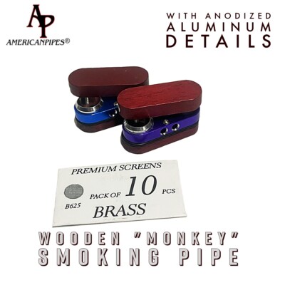 Americanpipes  2 PCS Foldable Wooden+ metal tobacco Monkey Pipe