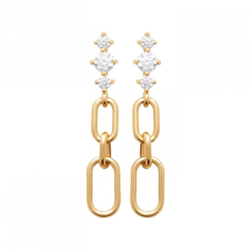 Boucles d'oreilles pendantes en plaqué or 18k et oxydes de zirconium scintillants