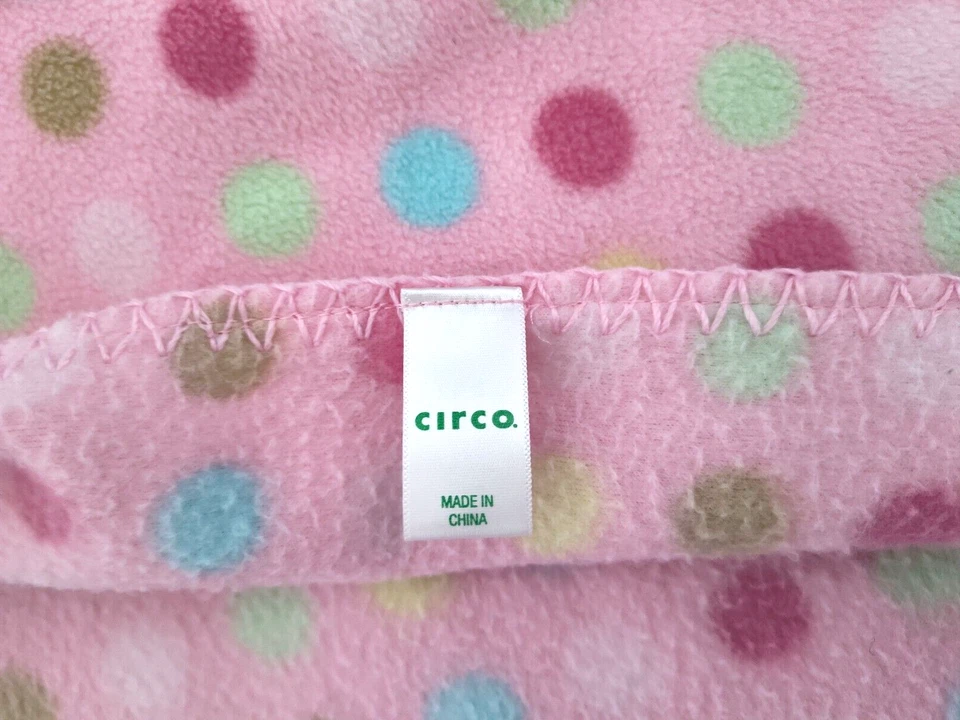 Circo Pink Fleece Polka Dot Baby Blanket Soft Girl Lovey htf Target Green Brown - Image 2 of 3
