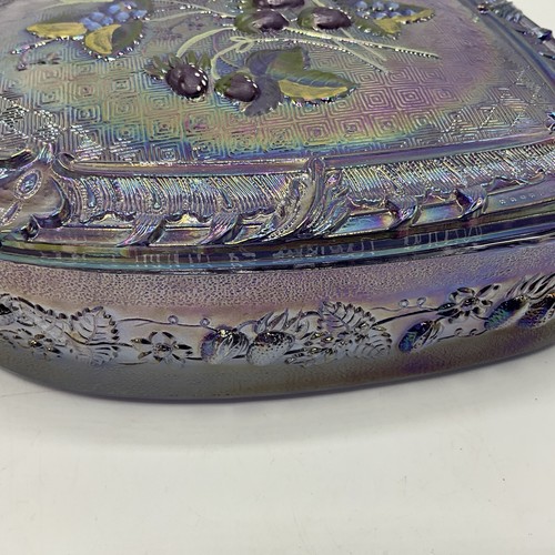 Fenton Hand Painted Signed Iridescent Heart Shaped Glass Box W/ Lid - Picture 8 of 9