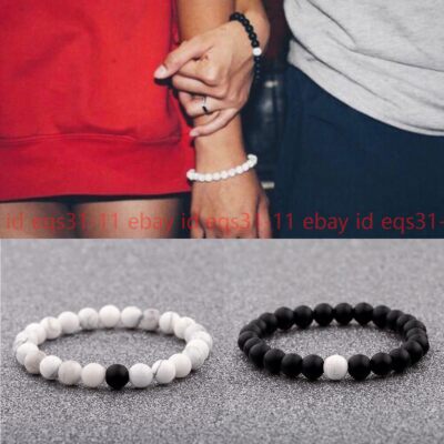 Fashion Couple His & Hers Distance Bracelets Lava Bead Matching YinYang Jewelry