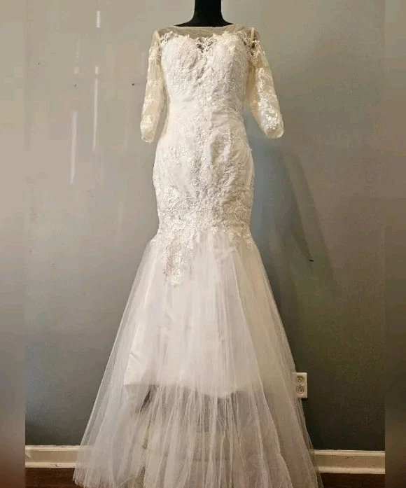 black white mermaid dress Unique Black White Lace Mermaid Lace Wedding Dress