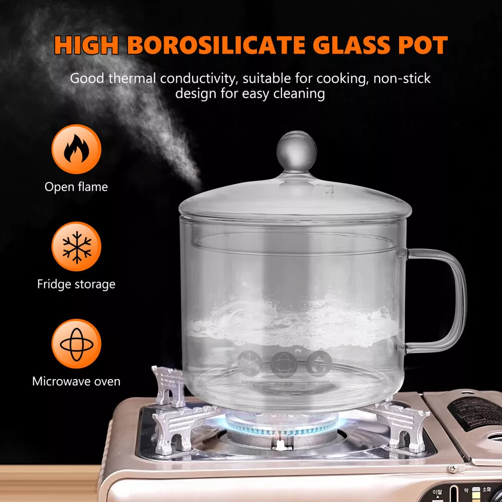 Glass Pots For Cooking On Stove,Clear Pots for Cooking,Clear Pots And Pans  Set ,Stovetop Cooking Pot with Lid and Handle Simmer Pot Clear Soup Pot