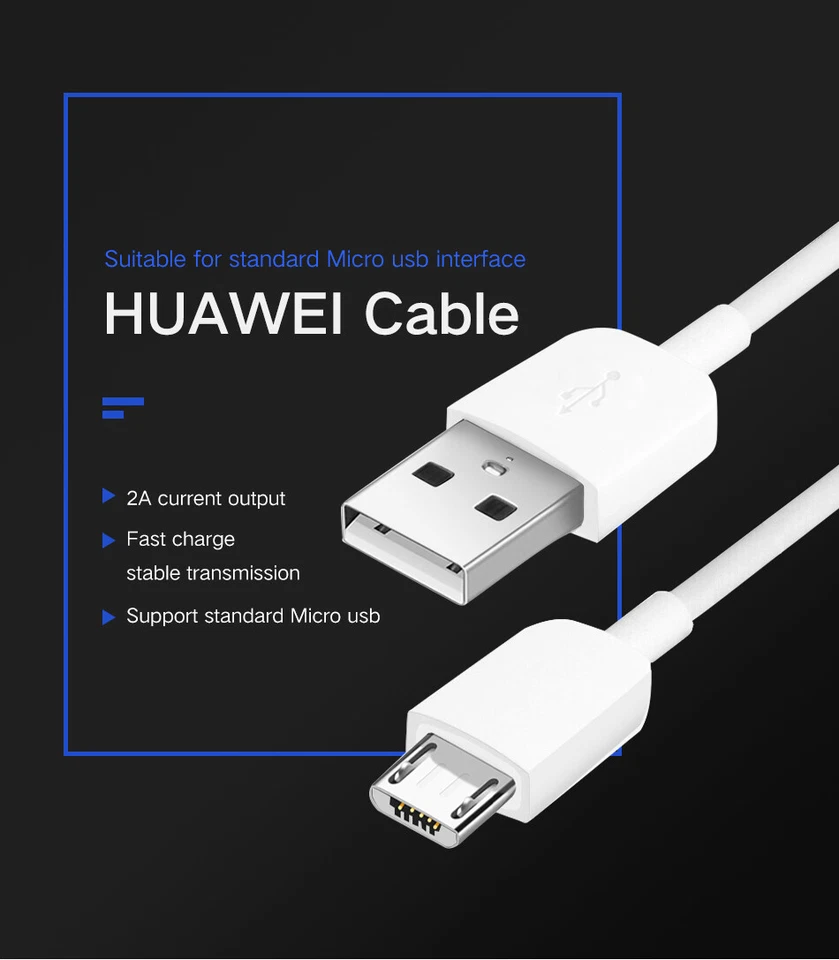 2x Cable Micro USB HUAWEI Original Cable 2A Ascend P 6 7 Honor 8 lite G 7 8 9 P8 Foto 2 de 4
