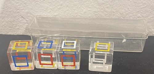 1968 schöne Würfel Vintage Klar Lucite Würfel Puzzle Spiel 4 Farben Funtastic - Bild 4 von 4
