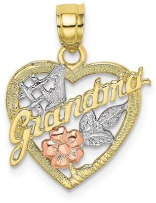 10k Gelb & Rotgold mit weißem Rhodium #1 Oma im Herz Anhänger
