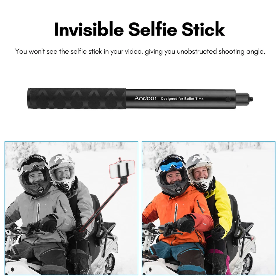 Palo Selfie Invisible Andoer 28cm-110cm 1/4 '' Tornillo Longitud Ajustable A5R5 Foto 4 de 4