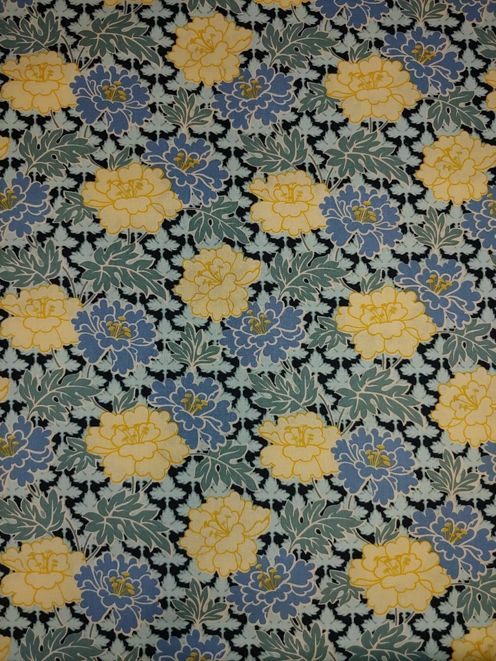 Tela Floral ART NOUVEAU Amarillo Azul ÁRBOLES ATEMPORALES Acolchas Algodón POR YARDA Foto 3 de 3