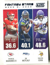 2021 Score Fantasy Stars Showcase Cook Metcalf Patrick Mahomes II /100 A39 175