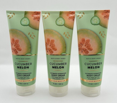 NEW Bath & Body Works Cucumber Melon Body Cream 3pc Set Full Size Shea Butter