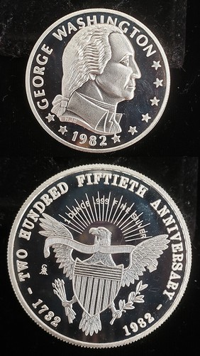 1982 George Washington 250th Anniversary 1 oz. .999 Silver Proof Round 24184 - 第 1/1 張圖片