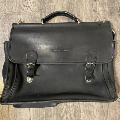 Kenneth Cole Reaction brief case laptop bag metal strap buckles