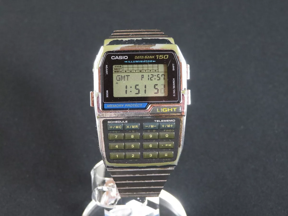 Vintage CASIO DATA BANK DBC-1500 Digital Calculator Watch w/ Light Vintage CASIO DATA BANK DBC-1500 Digital Calculator Watch w/ Light