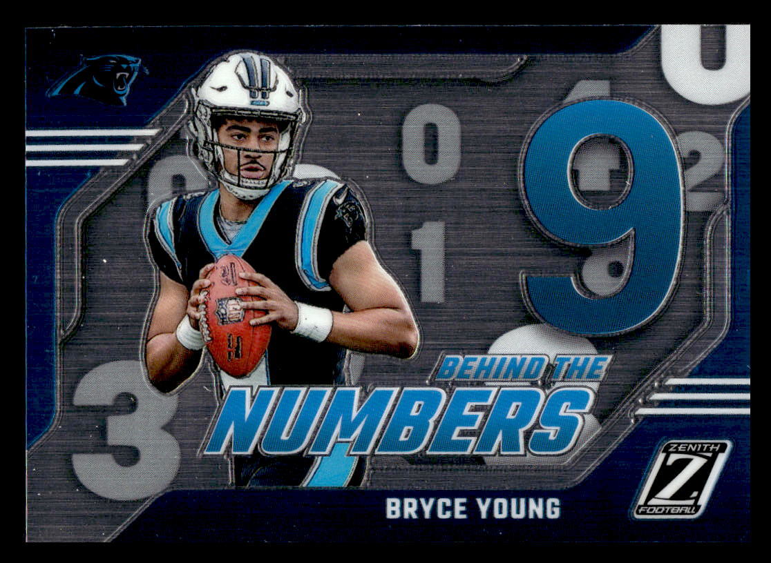 2023 Panini Zenith #4 Bryce Young Behind the Numbers Blue