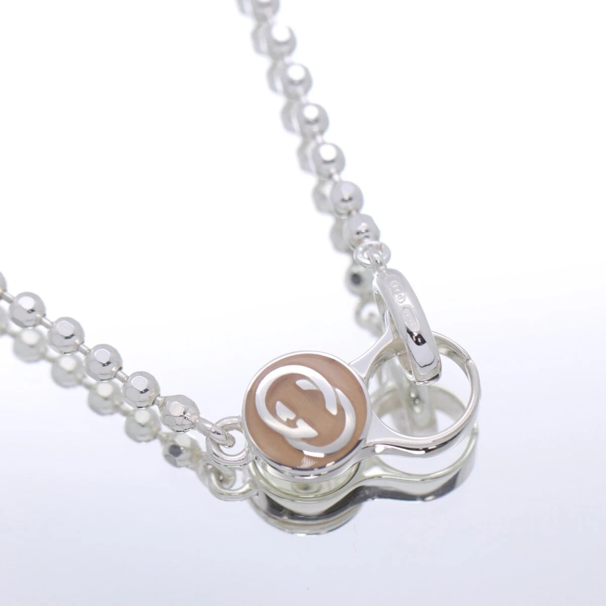 Collier chaîne boule GUCCI argent Ag925 accessoire bijou unisexe 45 cm pendentif
