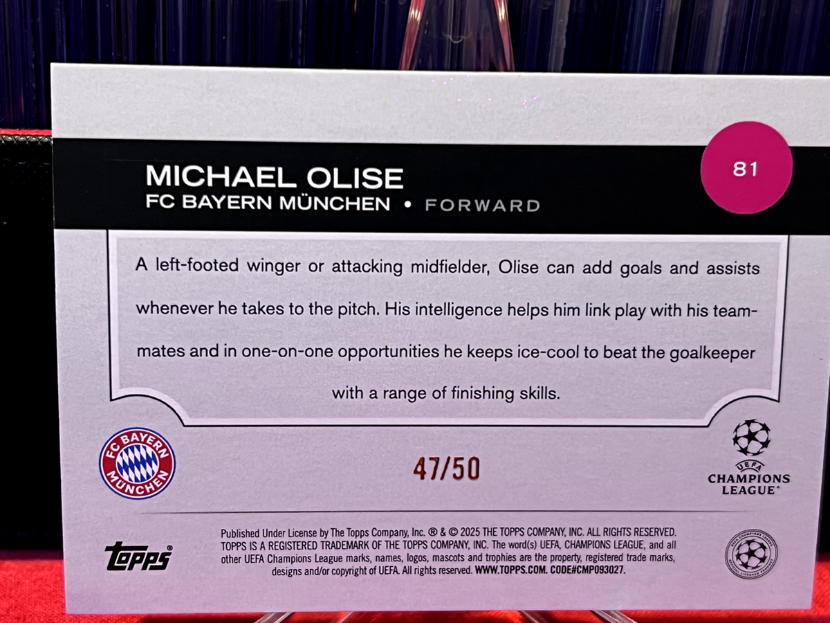 Michael Olise /99 Topps Total Football 24/25 FC Bayern Munich Pro