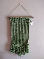 Handmade Crochet Wool/Acrylic/Wood Boho Chic Modern Wall Hanging Tapestry Decor
