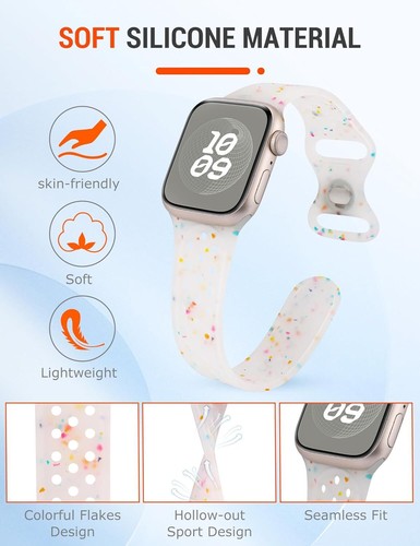 Sport Band Soft Breathable Silicone Strap For Apple Watch Ultra 9 8 7 SE 6 5 4 3 - Zdjęcie 44 z 66