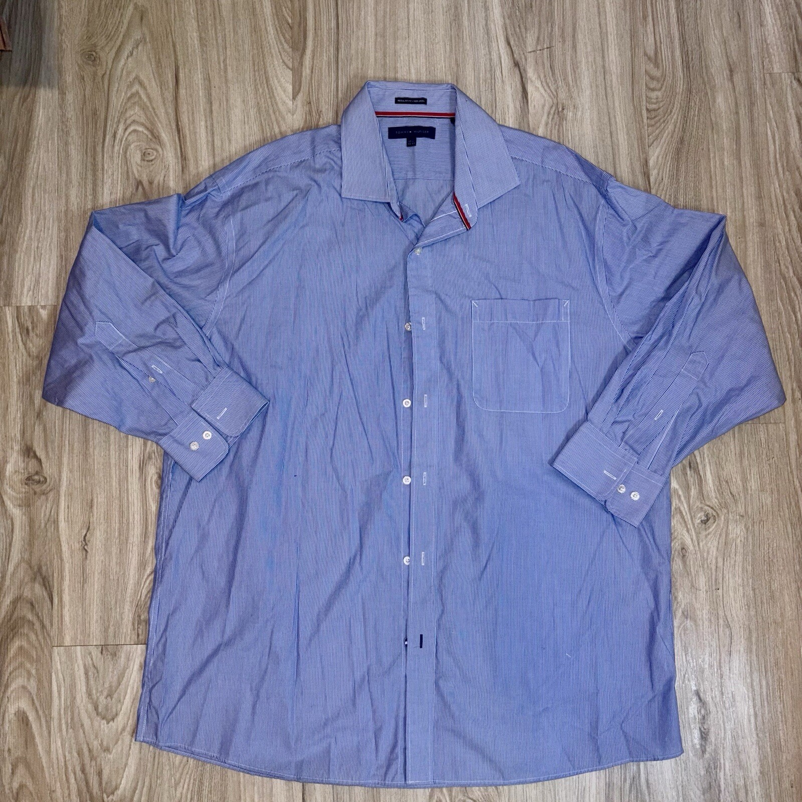 Tommy Hilfiger Big Tall No-Iron Blue Stripe Dress Shirt for Men 18-34