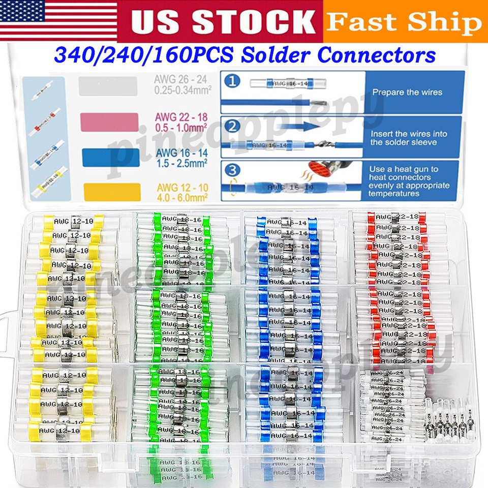 400/160PCS Waterproof Solder Stick Seal Sleeve Heat Shrink Butt Wire Connectors