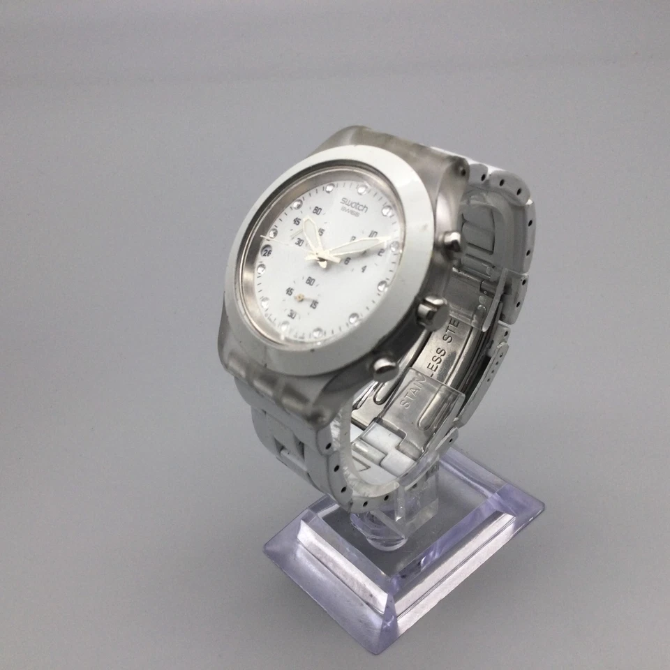 Vtg Swatch Full Blooded Irony Chronograph Watch Men 41mmNew Battery 6.5" - Image 4 of 4