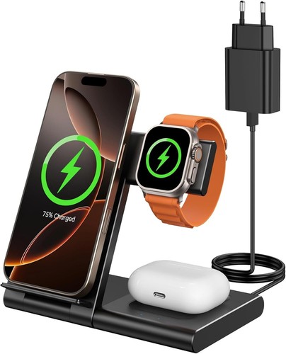 Elegantes 3-in-1 Induktives Ladegerät für Apple Geräte - Tragbar und Effizient - 第 3/10 張圖片