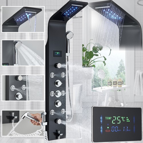 LED Panel de Ducha Moderna Acero Inoxidable Columna de Hidromasaje Para Baño - Imagen 136 de 207