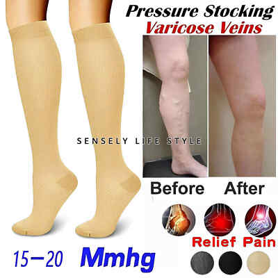 3Pairs Elastic Knee High Protection Compression Socks for Unisex, Size LG: 5-12