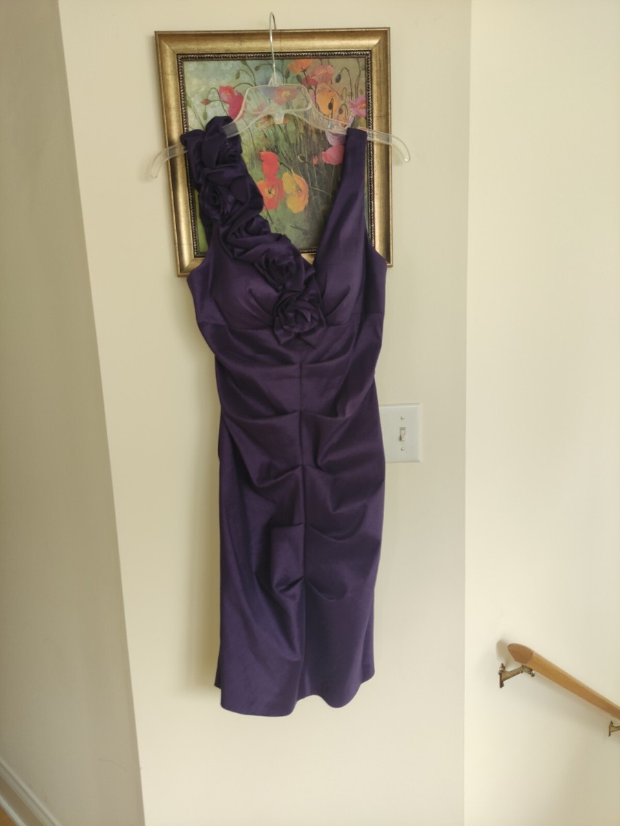 xscape by joanna chen purple dress XSCAPE Joanna Chen Gown Dress Womens 6 Beaded Lace Mermaid Pleats Ball  Formal