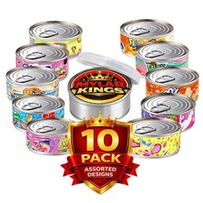 10 Pack 3.5g Tin Can Metal Storage Containers with Lids Assorted Designs