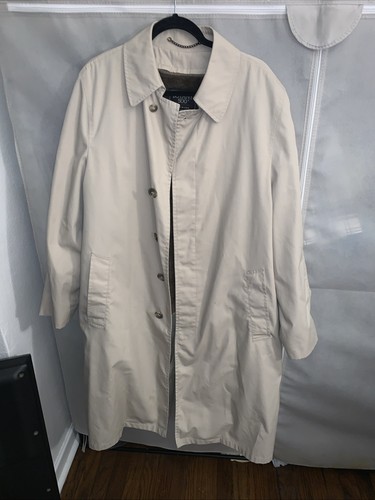 Vintage Botany 500 Trenchcoat Herren 44 Reg Beige Hellbraun Herausnehmbares Futter Made USA - Bild 1 von 6