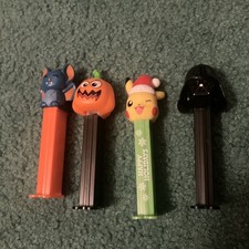 PEZ Dispensers Lot of 4 Used. Pikachu, Pumpki...