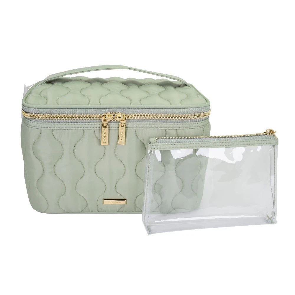 Sage Green Train Case Set, 2-Piece Travel Organizer with Clear Pouch - thumbnail 4