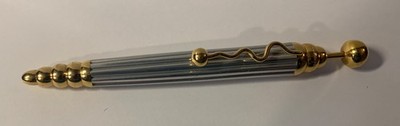 JEAN-PIERRE LÉPINE VINTAGE SILVER TONE ZIG ZAG BALLPOINT PEN 6''   CLICK TOP